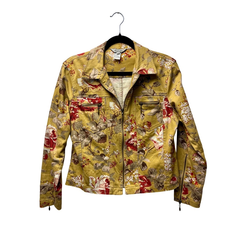 Vtg Stonebridge Denim Jacket PS Mustard Cotton Cottagecore Earthy Botanical